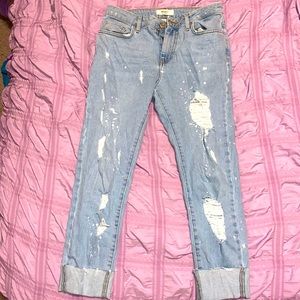 Size 26 Ripped/Distressed Paint Splatter Jeans Light Blue Wash